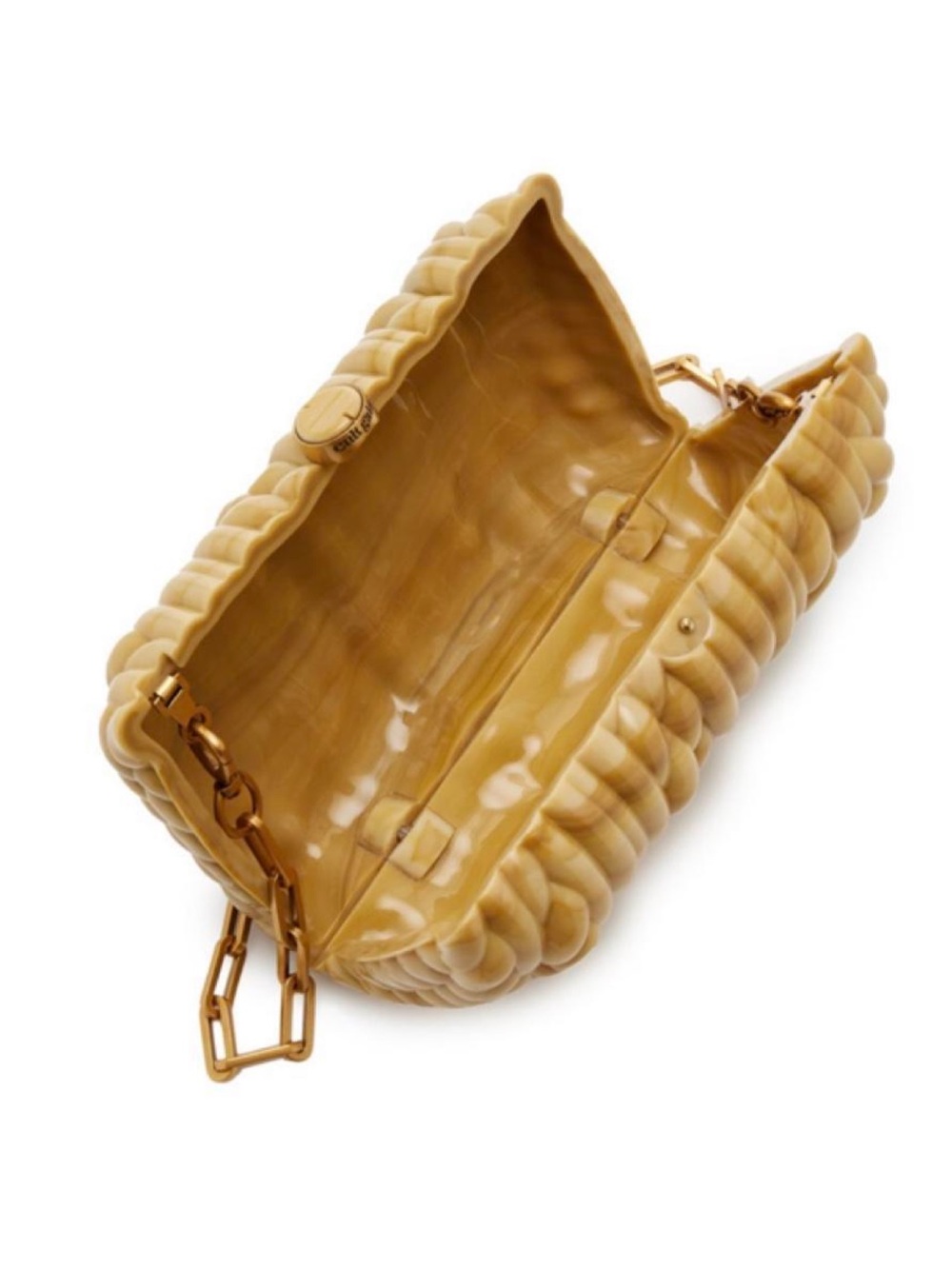 cult gaia Helene Amber Resin Quilted-Style Crossbody with Gold Chain NWT in box - Picture 4 of 6